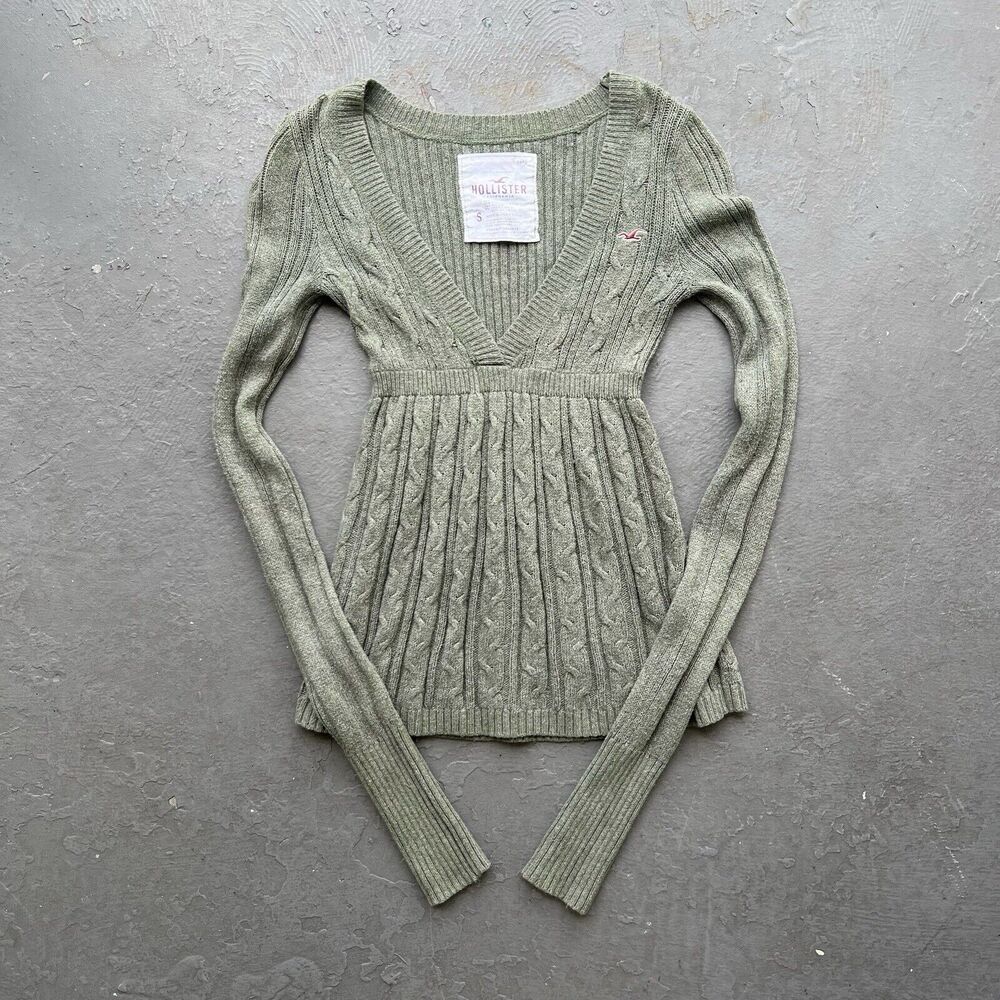 VTG Hollister Cable Knit Babydoll Sweater Longsleeve Top